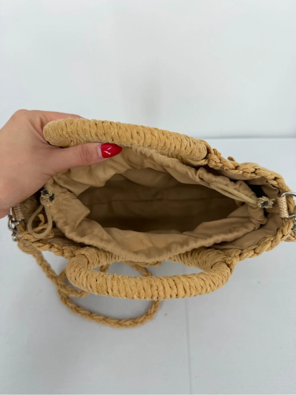 Tan Woven Straw Raffia small beach tote Crossbody Boho Resort vacation coastal